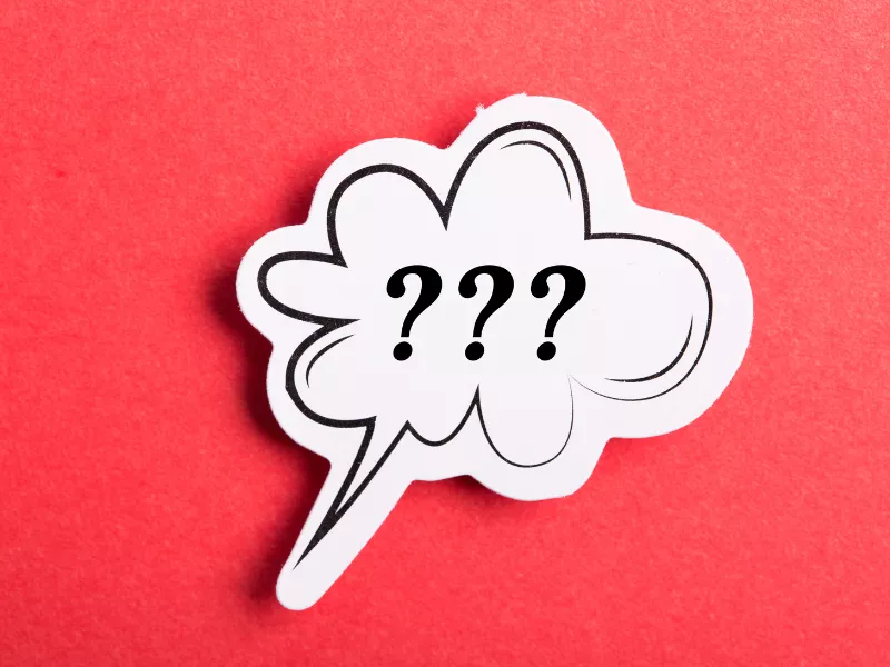 question marks inside a speech bubble