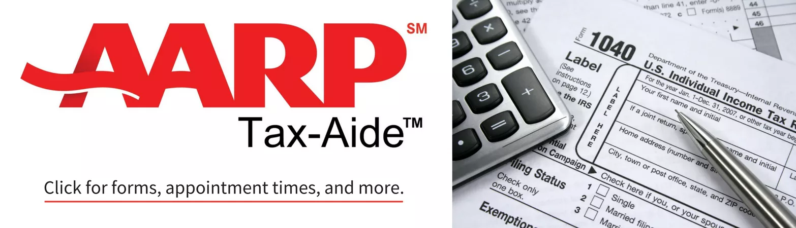 AARP logo over tax papers
