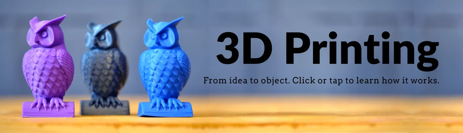 3D printed owls on countertop